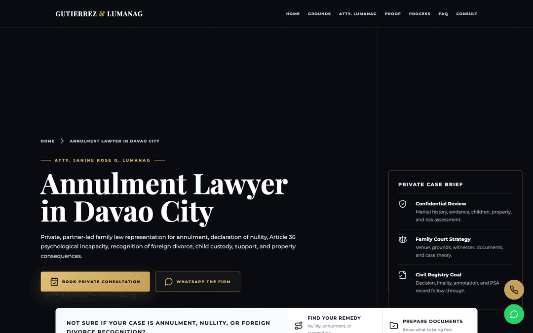Annulment lawyer landing page