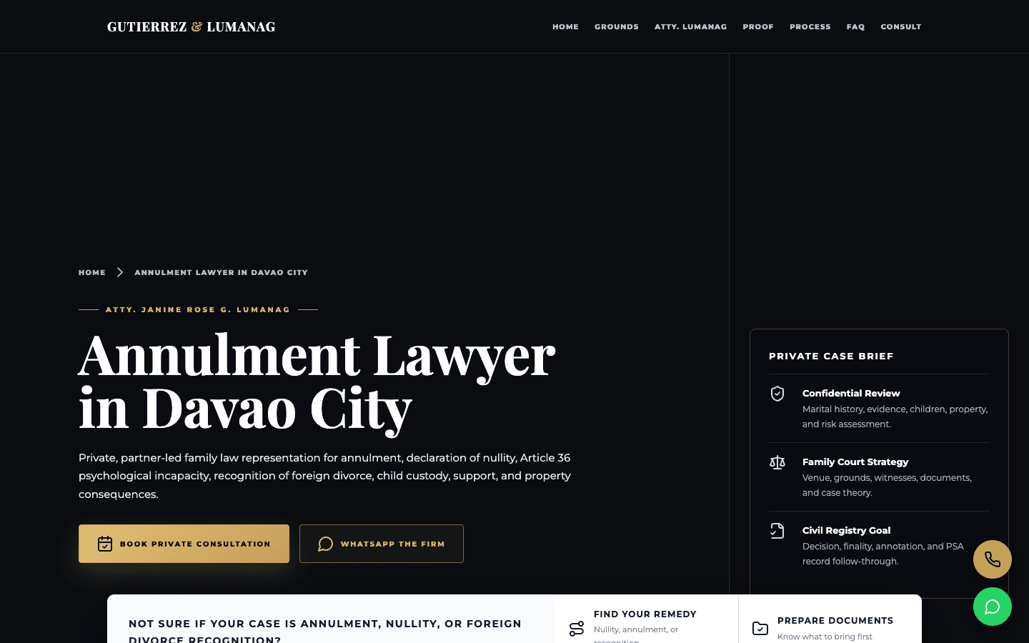 Gutierrez and Lumanag Law and Notary annulment service page