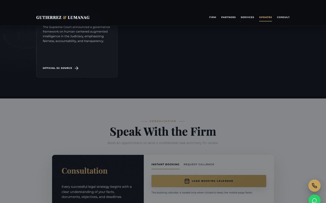 Speak with the firm consultation booking section
